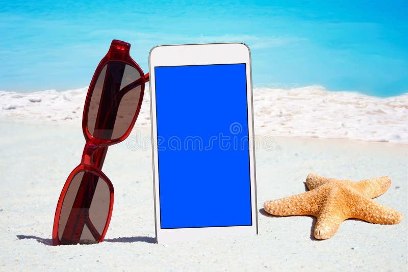 White Smartphone and Sunglasses Stock Photo Image of horizon, save
