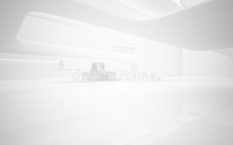 White Smooth Abstract Architectural Background. Night View with Illumination Stock Illustration