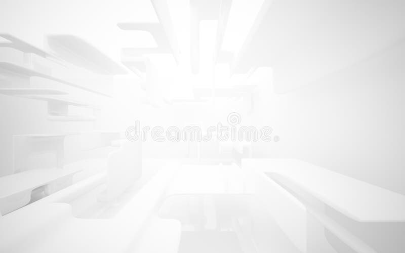 White Smooth Abstract Architectural Background. Night View with Illumination Stock Illustration