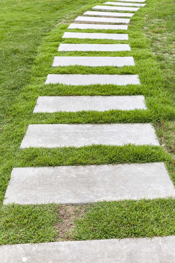 Smooth Concrete Slabs for Garden Paths Stock Photo Image of close