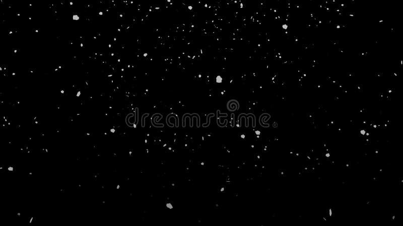 White Snow Particles Falling on Black Background stock illustration