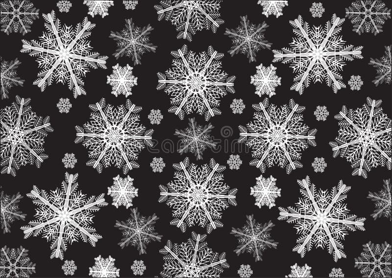 White Snowflakes Black Background Stock Vector Illustration Of