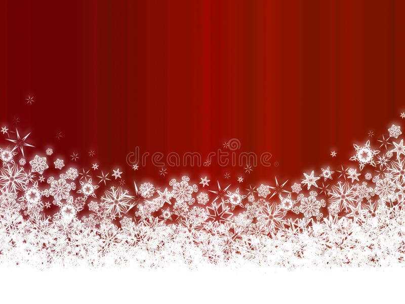 White snowflakes on dark red background