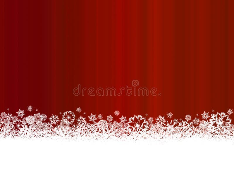 White snowflakes on dark red background