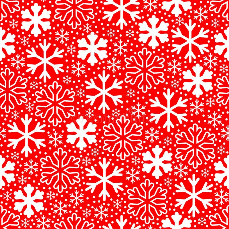 White Snowflakes on Red Background. Christmas Vector Pattern Stock ...