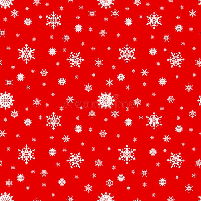 White snowflakes on a red background, seamless pattern. Vector vector illustration