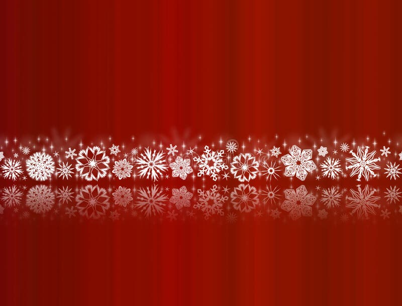 White snowflakes on red with reflections