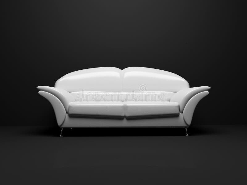 White Sofa On Black Background Insulated Stock Photo Image of