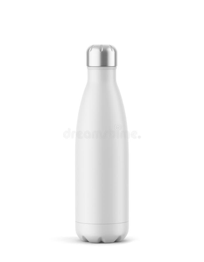 White Soft Touch Thermos Bottle with Metallic Cap Mockup Stock Image Image of white, mockup