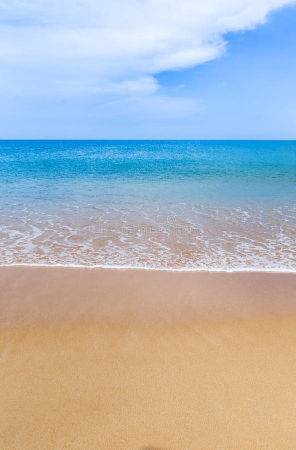 White Soft Wave on Empty Tropical Beach and Blue Sea Stock Image ...