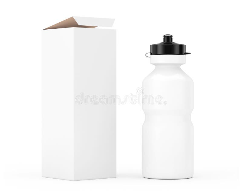 Download White Sport Plastic Water Bottle Mockup With Cardboard ...