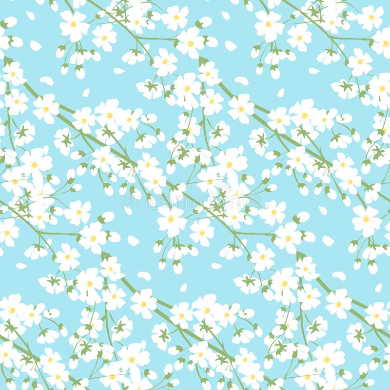 White spring tree flowers vector illustration