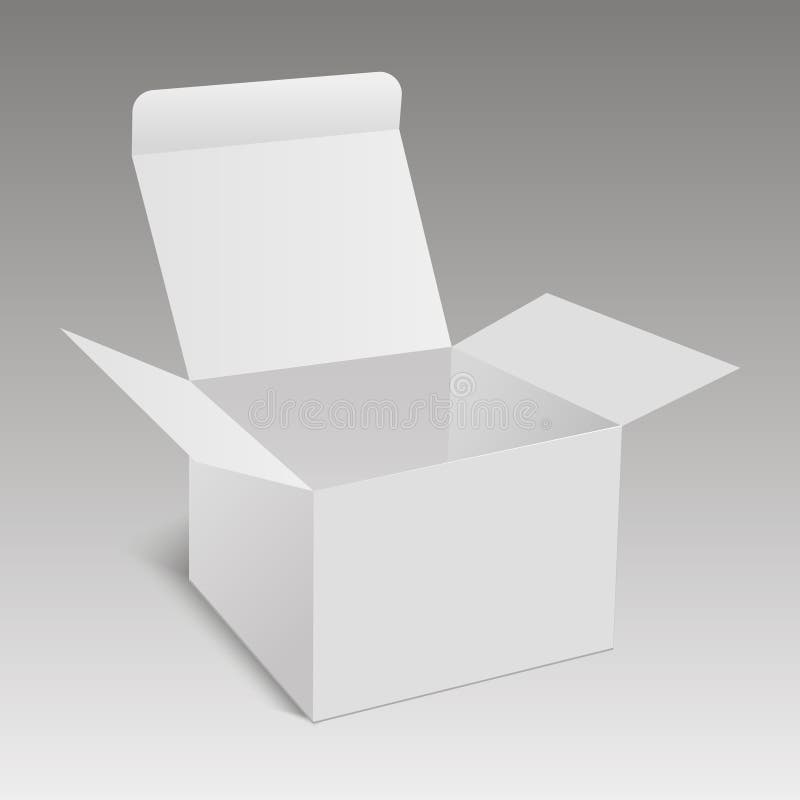 Download White Square Cardboard Or Paper Package Box Mockup. Vector Stock Illustration - Illustration of ...
