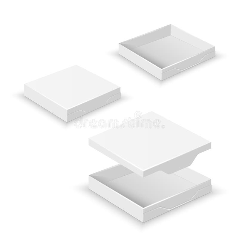 White square flat empty 3d boxes isolated vector illustration
