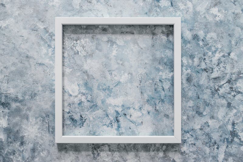 White square picture frame mock-up with copy space for yout text or image on top of grey blue background stock image White square picture frame mock-up with copy space for yout text or image on top of grey blue background stock image