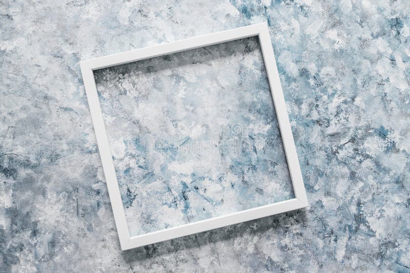 White square picture frame mock-up with copy space for yout text or image on top of grey blue background stock photos White square picture frame mock-up with copy space for yout text or image on top of grey blue background stock photos