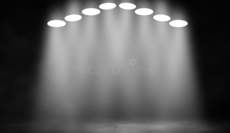 White Stage . Spotlights on the Floor. Isolated on Black Background Stock  Illustration - Illustration of film, party: 139624638
