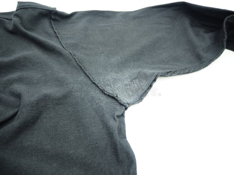 White Stain Under Armpit on Tshirt on White Background Stock Photo