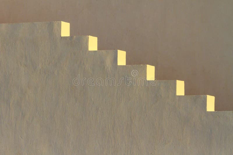 White stairs illuminated by morning sun