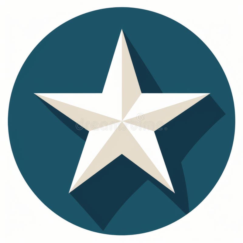 A White Star in a Blue Circle on a White Background Stock Illustration