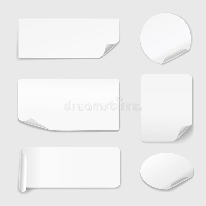 White Stickers Set of Paper Stickers Isolated on Stock Vector