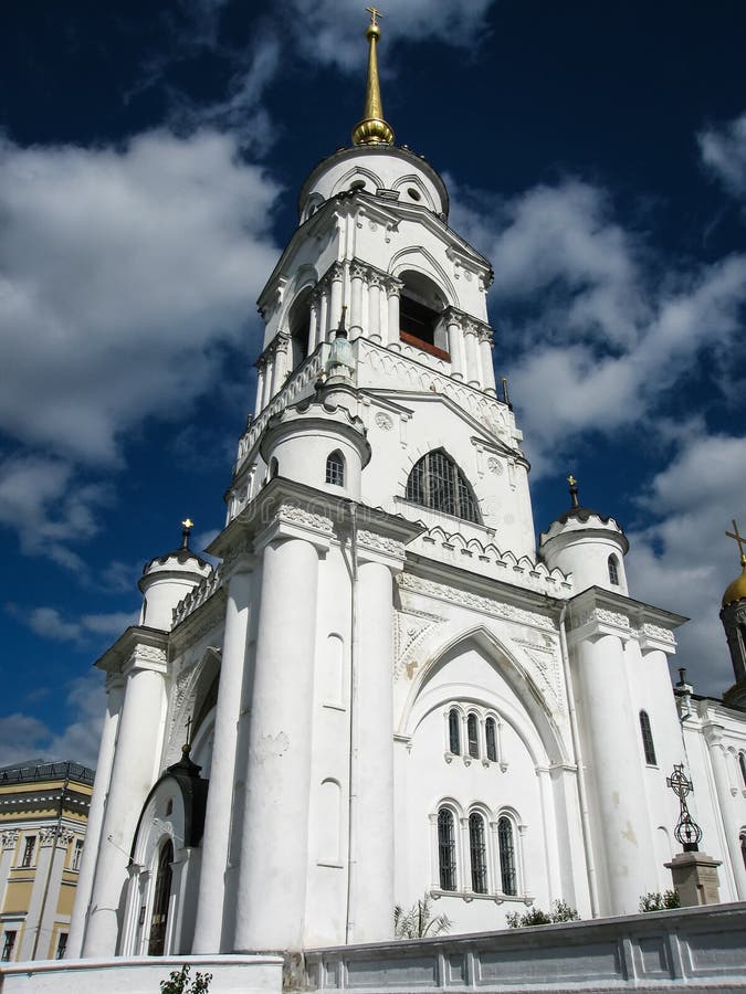White stone church, Vladimir, Russia stock images