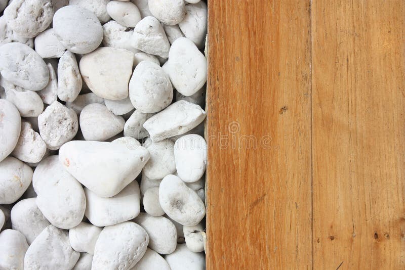 White stone and wooden floor