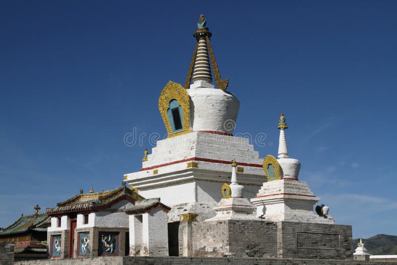 White stupa in Erdene Zuu Monastery stock photos