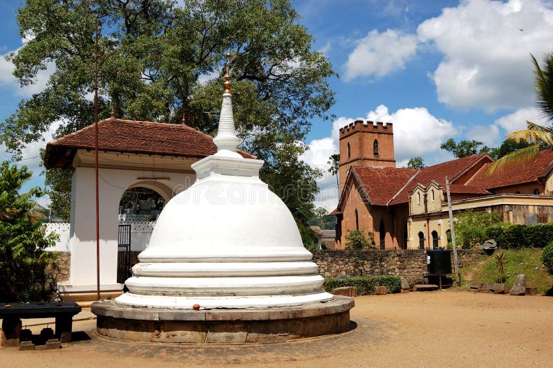 White Stupa at the Temple of the Lord Buddha Tooth royalty free stock photo