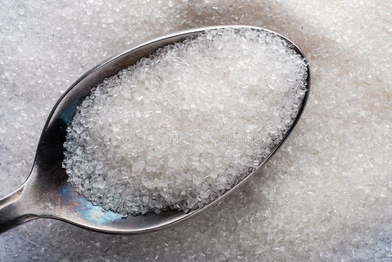 White sugar in metal spoon stock image. Image of food 85177701