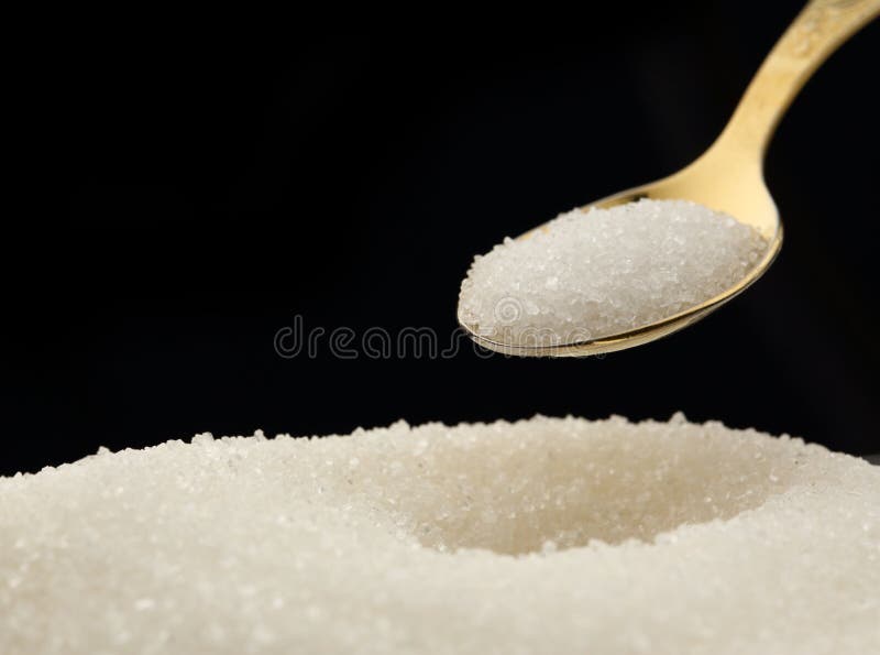 White sugar and spoon stock photo. Image of refined, black 37660794