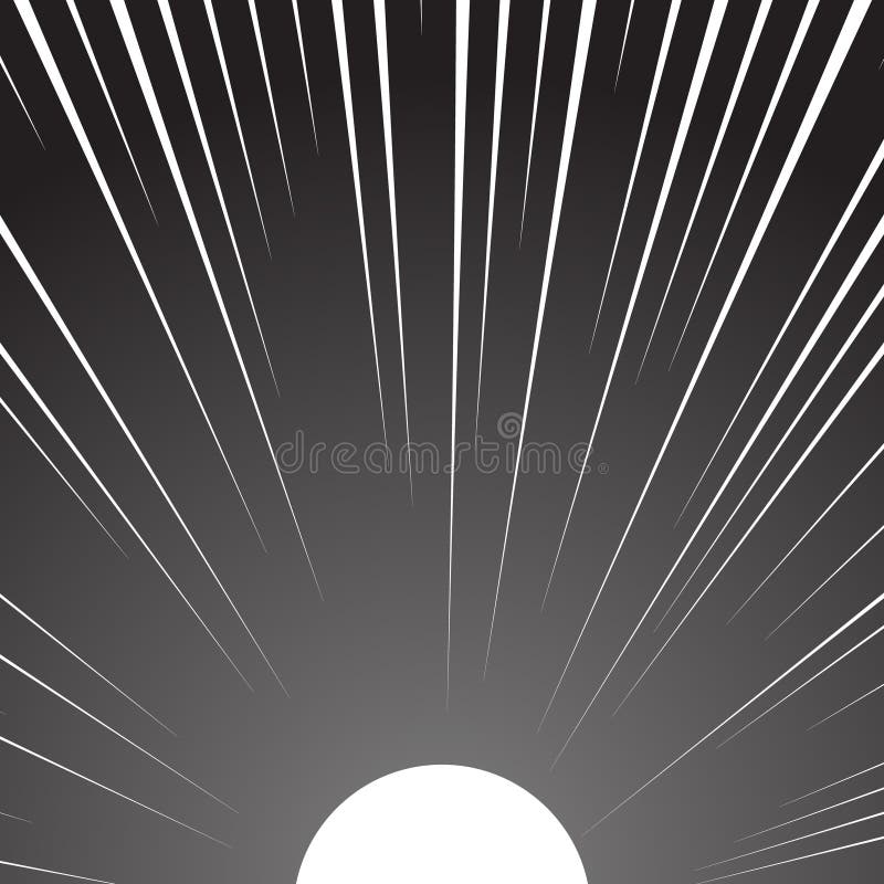 White Sun on a Black Background. Stock Vector Illustration of