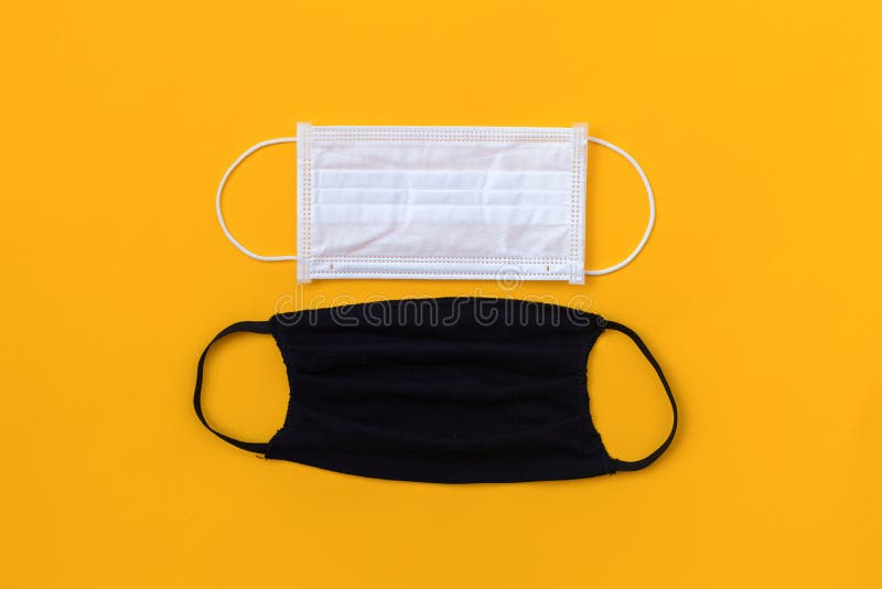 Download White Surgical Protective Mask And Black Cloth Mask On The Yellow Background Healthcare Medical Coronavirus Quarantine Concept Stock Photo Image Of Mask Disposable 179303884 PSD Mockup Templates