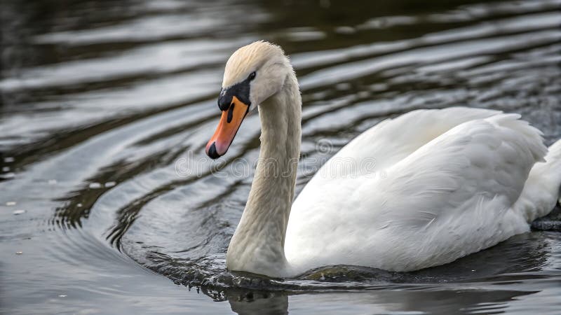 White Swan Suche nach Nahrung mit Head Underwater Ripples Stock Foto Generative AI lizenzfreie abbildung