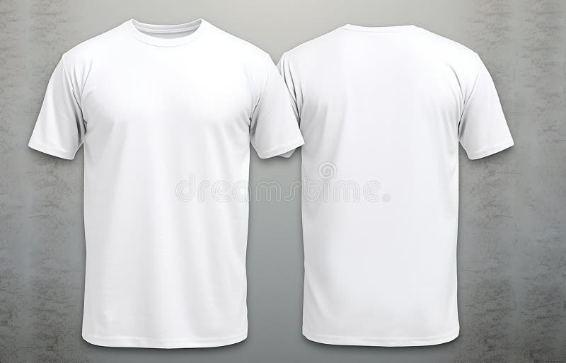 White T-shirt with Front and Back View for Mockup with White Background ...