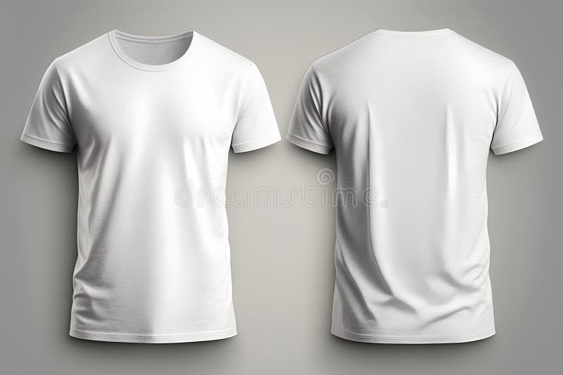 White T-shirt Mockup, Front and Back View, Isolated on Grey Background ...