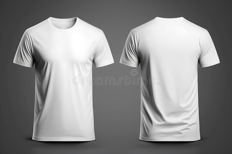 White T-shirt Template for Your Design, Front and Back View Stock ...