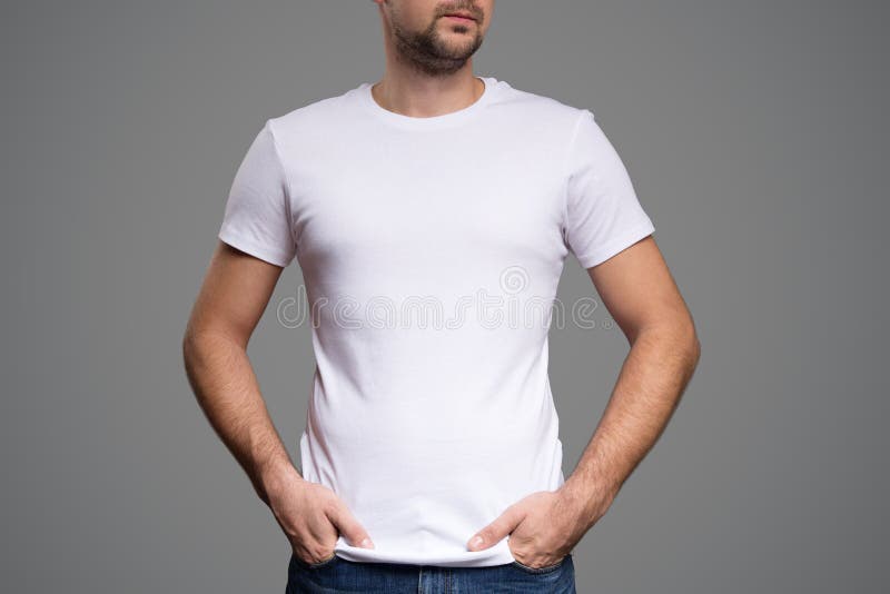 White T Shirt On A Young Man Template Isolated Stock Photo Image Of Apparel Wear 26153272
