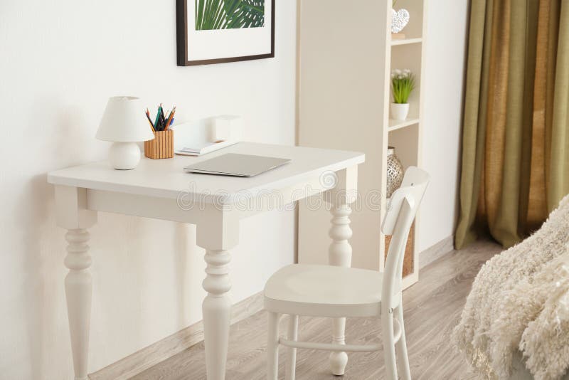 White Table and Chair in Living Room Stock Photo Image of table