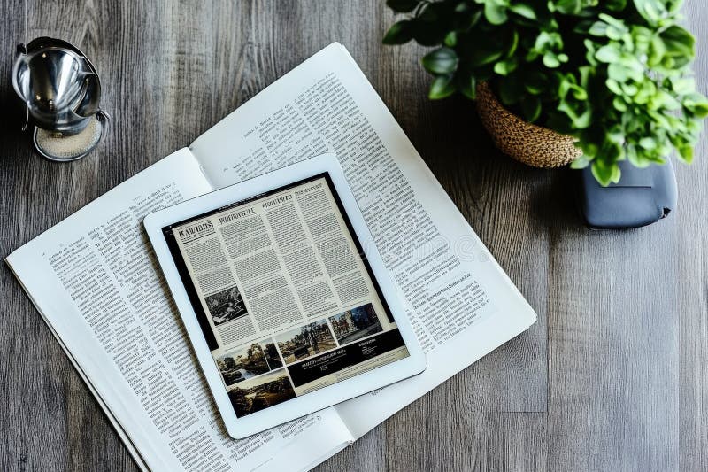Digital Newspaper on a Tablet stock illustration