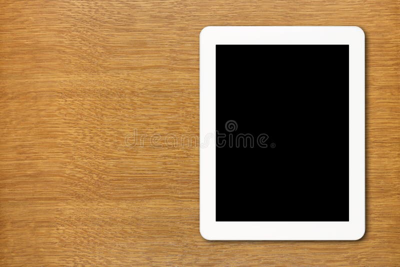 White Tablet PC with Black Screen on the Table Stock Photo Image of