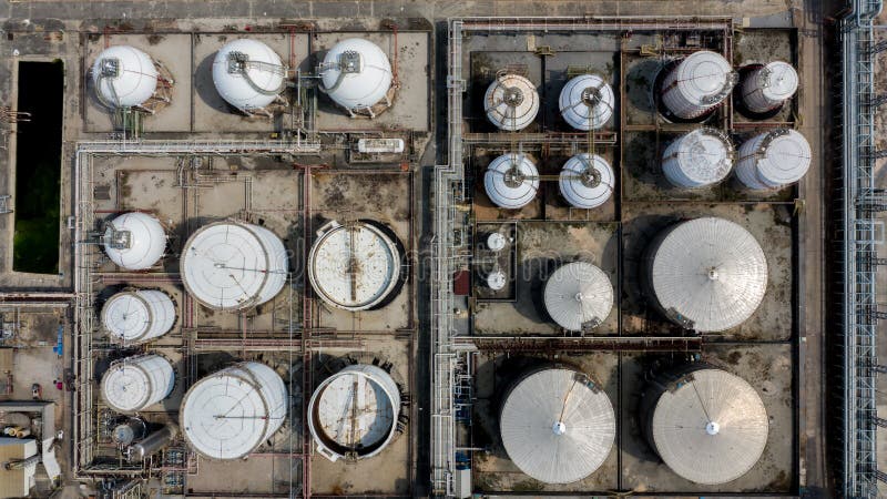 White Tank in Tank Farm, Aerial Top View Stock Image - Image of ...
