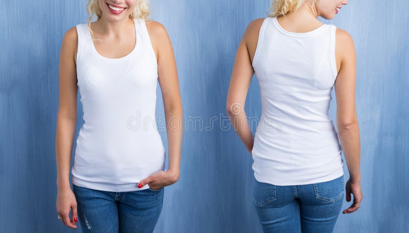 Download White Tank Top Mockup, Front And Back Stock Image - Image ...