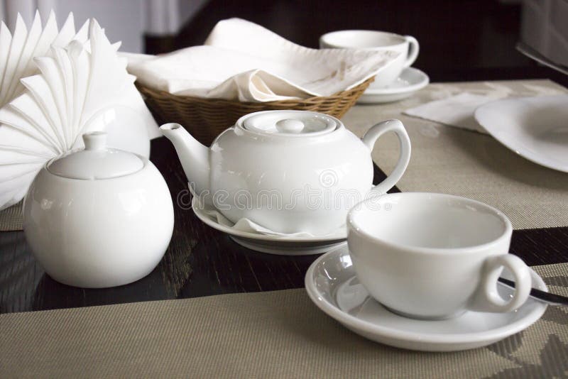White tea set stock image. Image of plate, brown, dinner 90622603