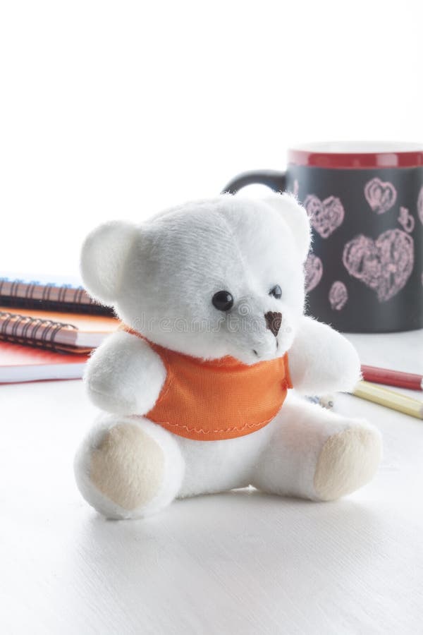 White Teddy Bear stock photo. Image of teddy, notebook 41307130
