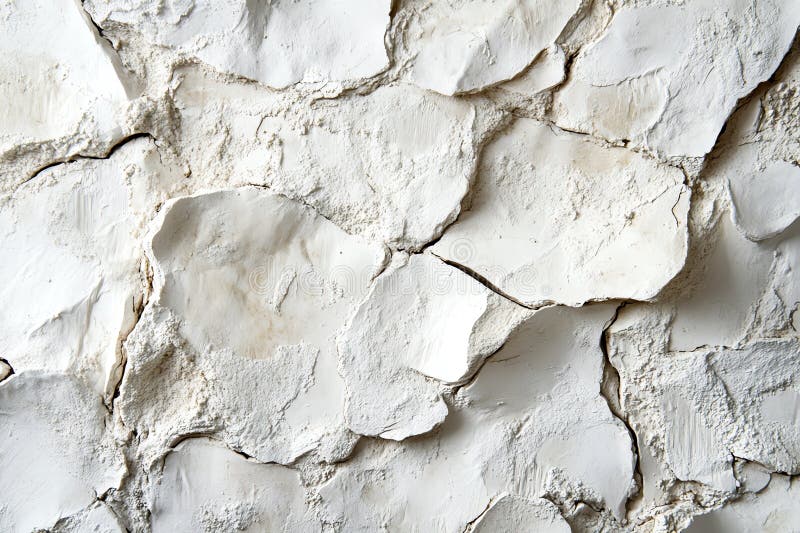 Closeup of a textured white wall with cracked and uneven surface. stock illustration