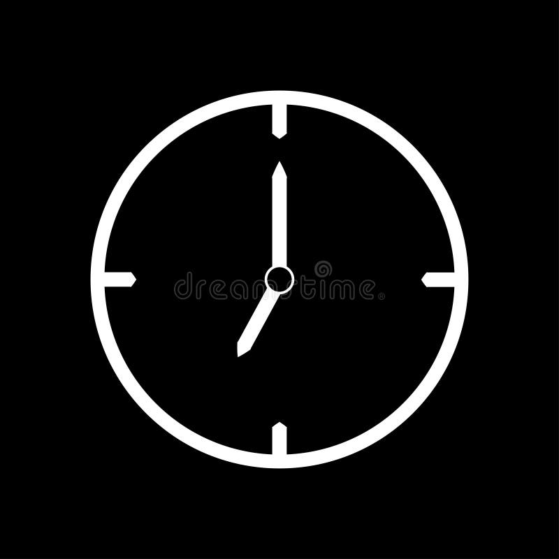 White thin line clock icon 7 o`clock - vector illustration vector illustration