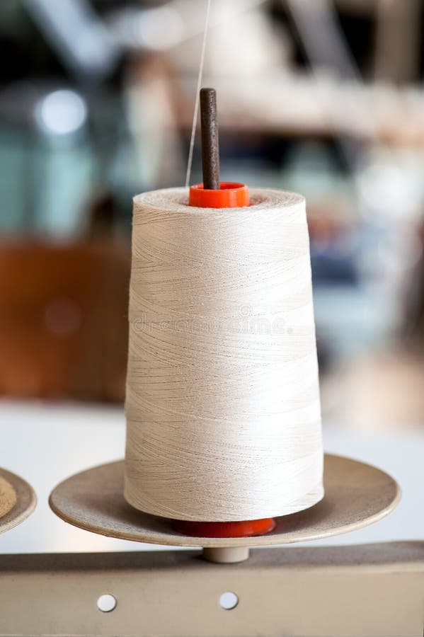 White Thread Roll on a Stand for Sewing Stock Photo Image of yarn