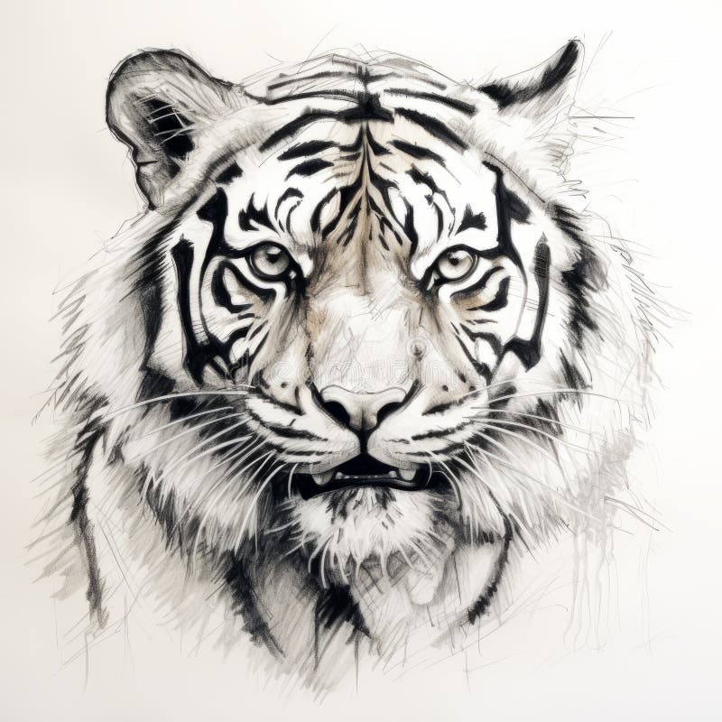 Intense Light and Shadow: Powerful Tiger Drawing in Realistic ...