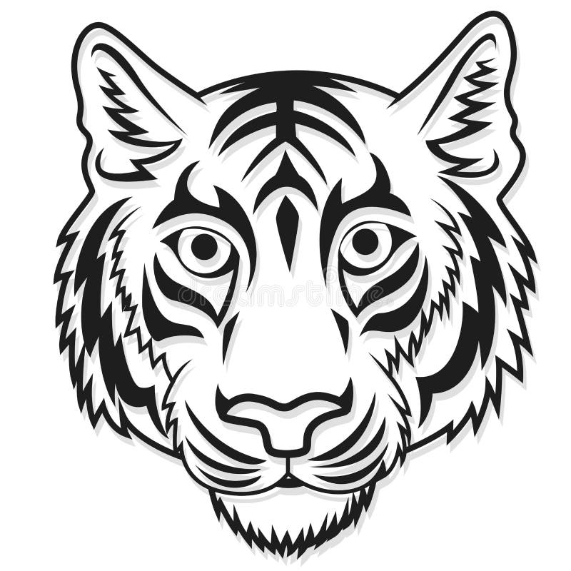 White Tiger Head Mascot Team Sport Cartoon Stock Vector - Illustration ...